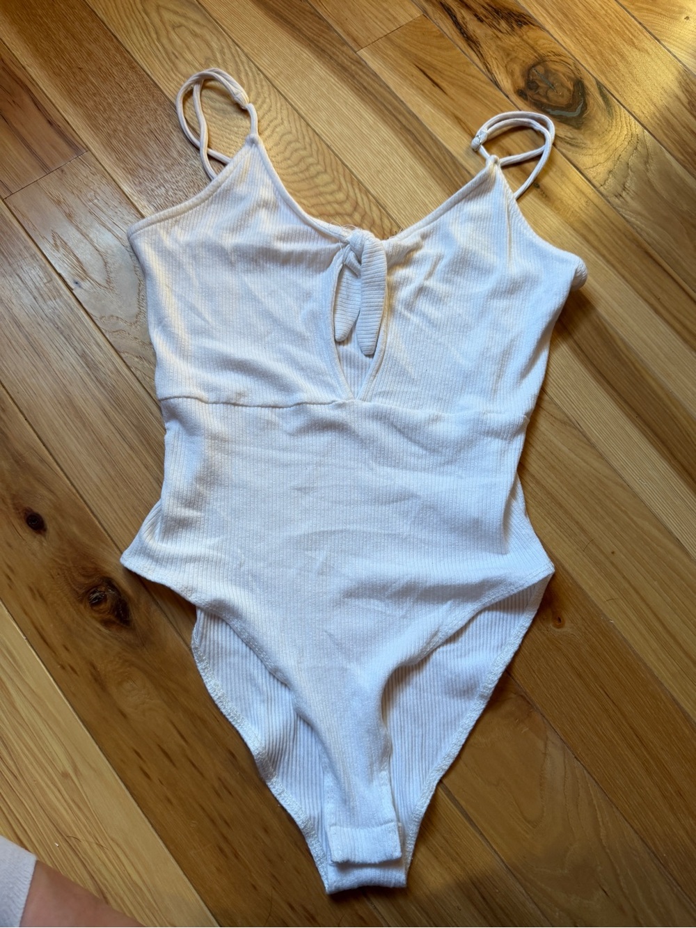 Wild Honey White Ribbed Keyhole One-Piece